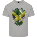 The Jamaican Flag Ripped Muscles Jamaica Kids T-Shirt Childrens Sports Grey