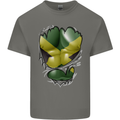 The Jamaican Flag Ripped Muscles Jamaica Mens Cotton T-Shirt Tee Top Charcoal