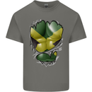 The Jamaican Flag Ripped Muscles Jamaica Mens Cotton T-Shirt Tee Top Charcoal