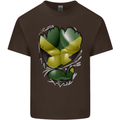 The Jamaican Flag Ripped Muscles Jamaica Mens Cotton T-Shirt Tee Top Dark Chocolate