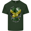 The Jamaican Flag Ripped Muscles Jamaica Mens Cotton T-Shirt Tee Top Forest Green