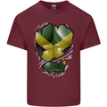 The Jamaican Flag Ripped Muscles Jamaica Mens Cotton T-Shirt Tee Top Maroon