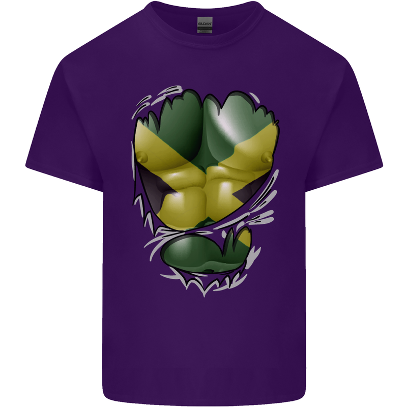 The Jamaican Flag Ripped Muscles Jamaica Mens Cotton T-Shirt Tee Top Purple