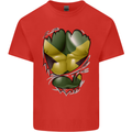 The Jamaican Flag Ripped Muscles Jamaica Mens Cotton T-Shirt Tee Top Red