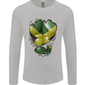 The Jamaican Flag Ripped Muscles Jamaica Mens Long Sleeve T-Shirt Sports Grey