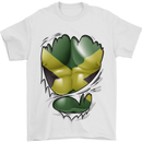 The Jamaican Flag Ripped Muscles Jamaica Mens T-Shirt Cotton Gildan White