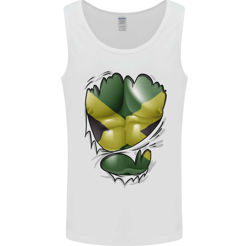 The Jamaican Flag Ripped Muscles Jamaica Mens Vest Tank Top White