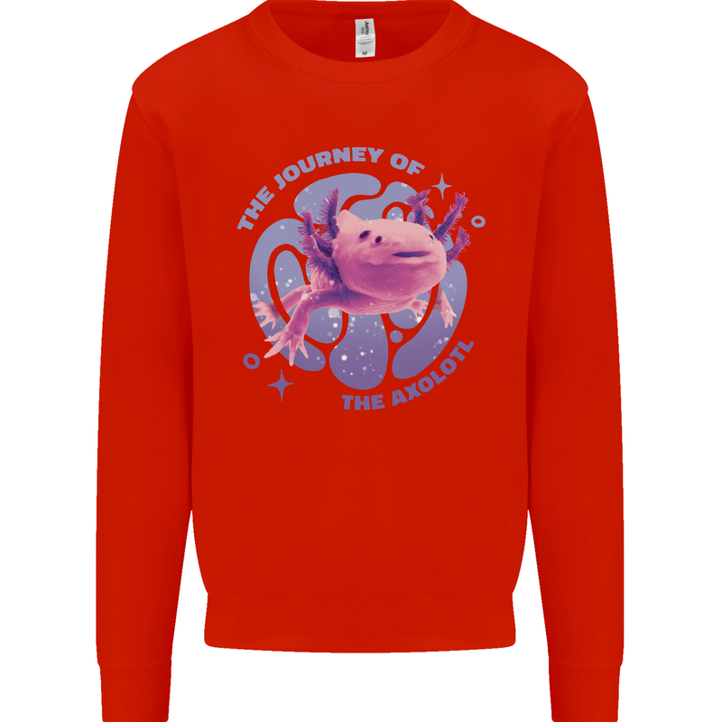 The Journey of the Axolotl Mens Sweatshirt Jumper Bright Red
