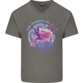 The Journey of the Axolotl Mens V-Neck Cotton T-Shirt Charcoal