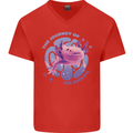 The Journey of the Axolotl Mens V-Neck Cotton T-Shirt Red