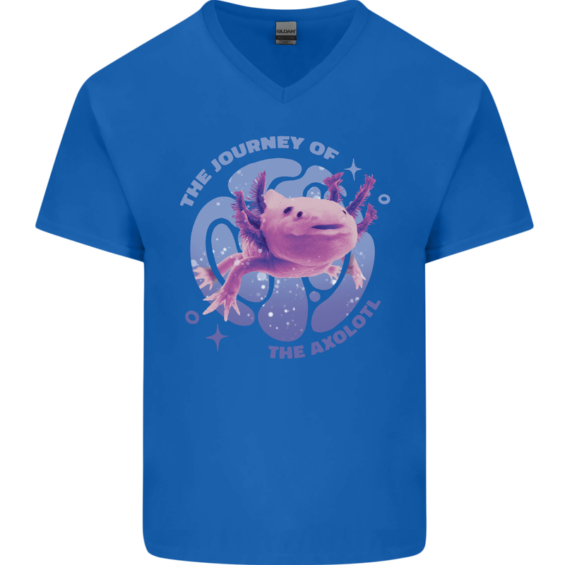 The Journey of the Axolotl Mens V-Neck Cotton T-Shirt Royal Blue