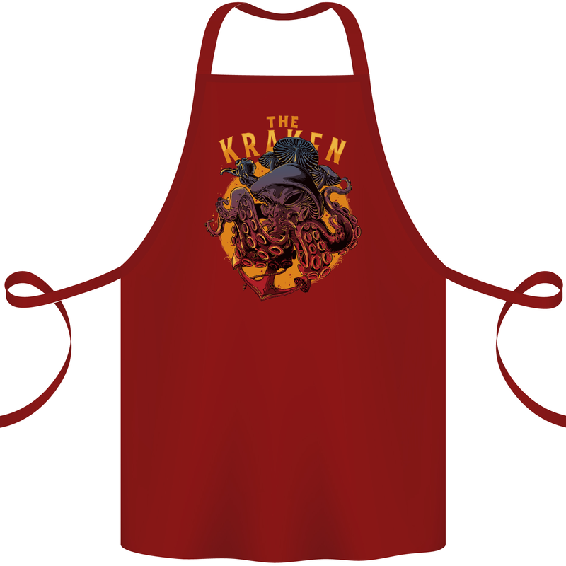 The Kraken Octopus Cthulhu Scuba Diving Cotton Apron 100% Organic Maroon