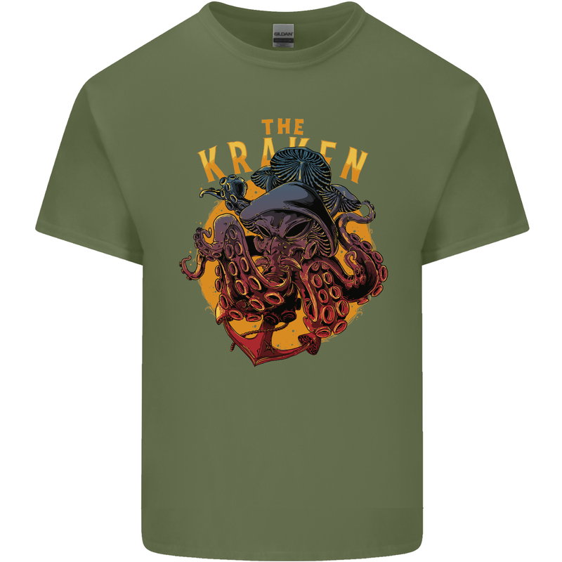 The Kraken Octopus Cthulhu Scuba Diving Mens Cotton T-Shirt Tee Top Military Green