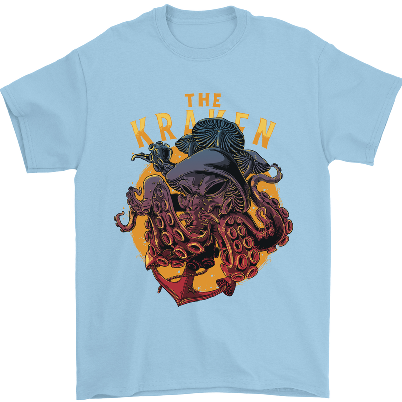 The Kraken Octopus Cthulhu Scuba Diving Mens T-Shirt Cotton Gildan Light Blue