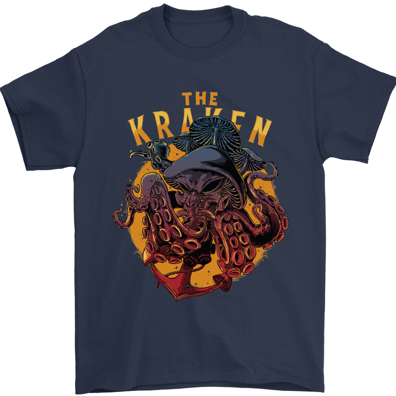 The Kraken Octopus Cthulhu Scuba Diving Mens T-Shirt Cotton Gildan Navy Blue