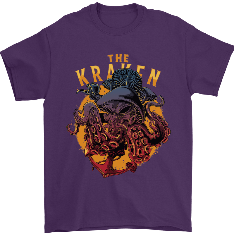 The Kraken Octopus Cthulhu Scuba Diving Mens T-Shirt Cotton Gildan Purple