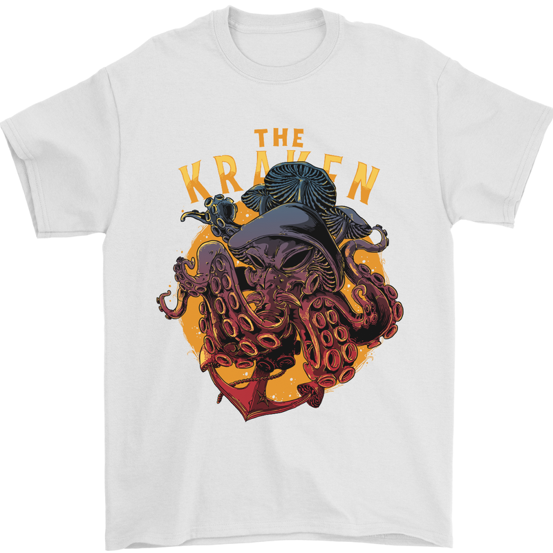 The Kraken Octopus Cthulhu Scuba Diving Mens T-Shirt Cotton Gildan White
