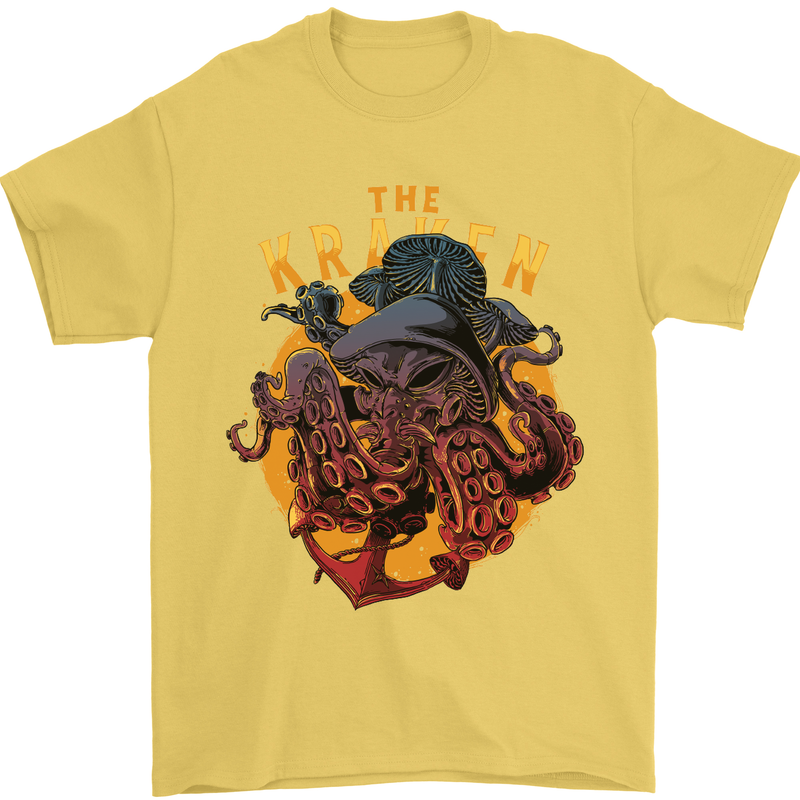 The Kraken Octopus Cthulhu Scuba Diving Mens T-Shirt Cotton Gildan Yellow