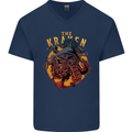 The Kraken Octopus Cthulhu Scuba Diving Mens V-Neck Cotton T-Shirt Navy Blue