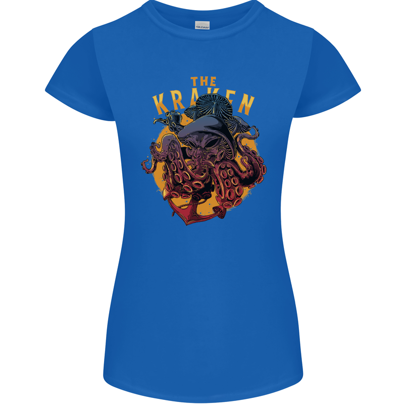 The Kraken Octopus Cthulhu Scuba Diving Womens Petite Cut T-Shirt Royal Blue