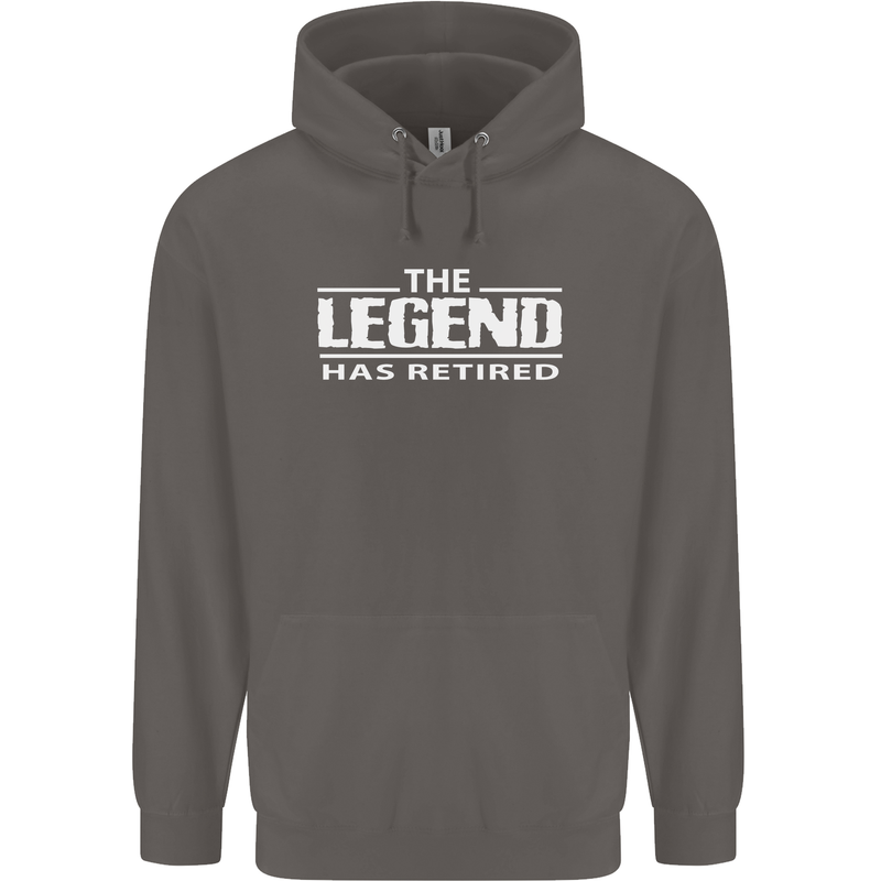 The Legend has Retired Retirement Funny Mens 80% Cotton Hoodie Charcoal