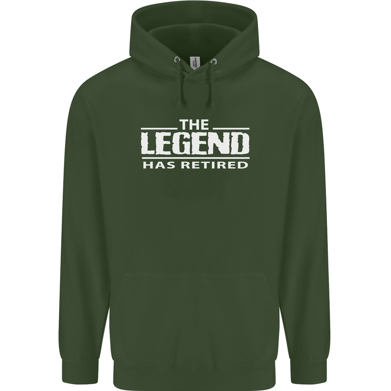 The Legend has Retired Retirement Funny Mens 80% Cotton Hoodie Forest Green