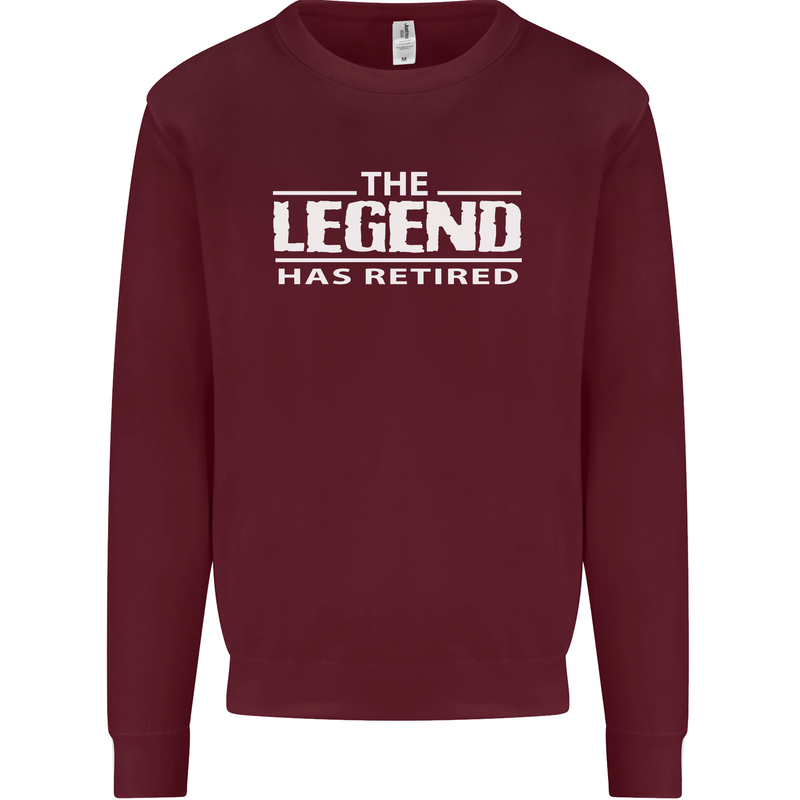 The Legend has Retired Retirement Funny Mens Sweatshirt Jumper Maroon