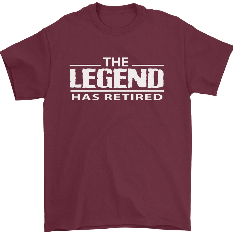 The Legend has Retired Retirement Funny Mens T-Shirt Cotton Gildan Maroon