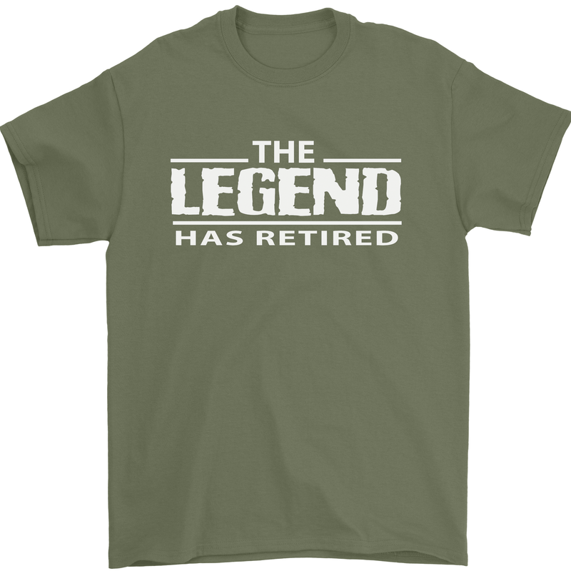 The Legend has Retired Retirement Funny Mens T-Shirt Cotton Gildan Military Green