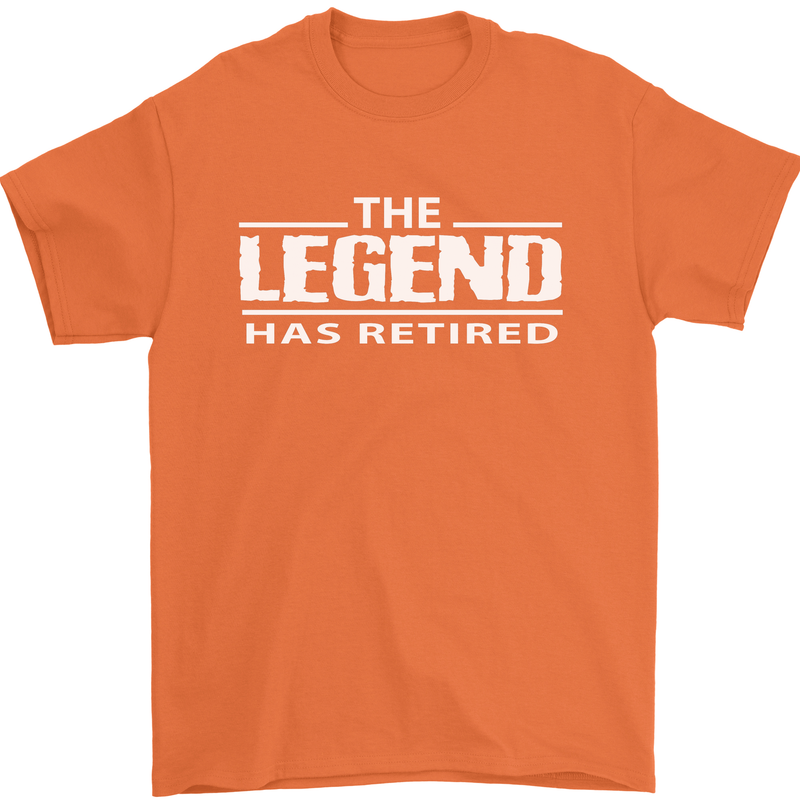 The Legend has Retired Retirement Funny Mens T-Shirt Cotton Gildan Orange