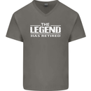 The Legend has Retired Retirement Funny Mens V-Neck Cotton T-Shirt Charcoal