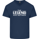The Legend has Retired Retirement Funny Mens V-Neck Cotton T-Shirt Navy Blue