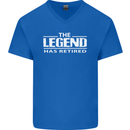 The Legend has Retired Retirement Funny Mens V-Neck Cotton T-Shirt Royal Blue