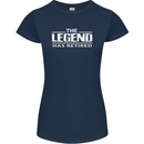 The Legend has Retired Retirement Funny Womens Petite Cut T-Shirt Navy Blue