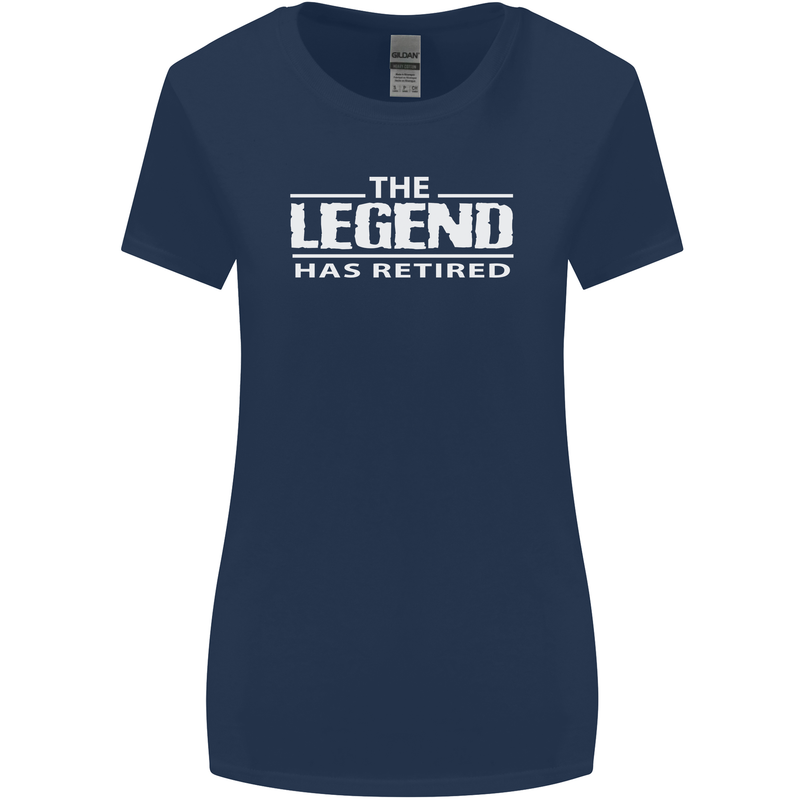 The Legend has Retired Retirement Funny Womens Wider Cut T-Shirt Navy Blue