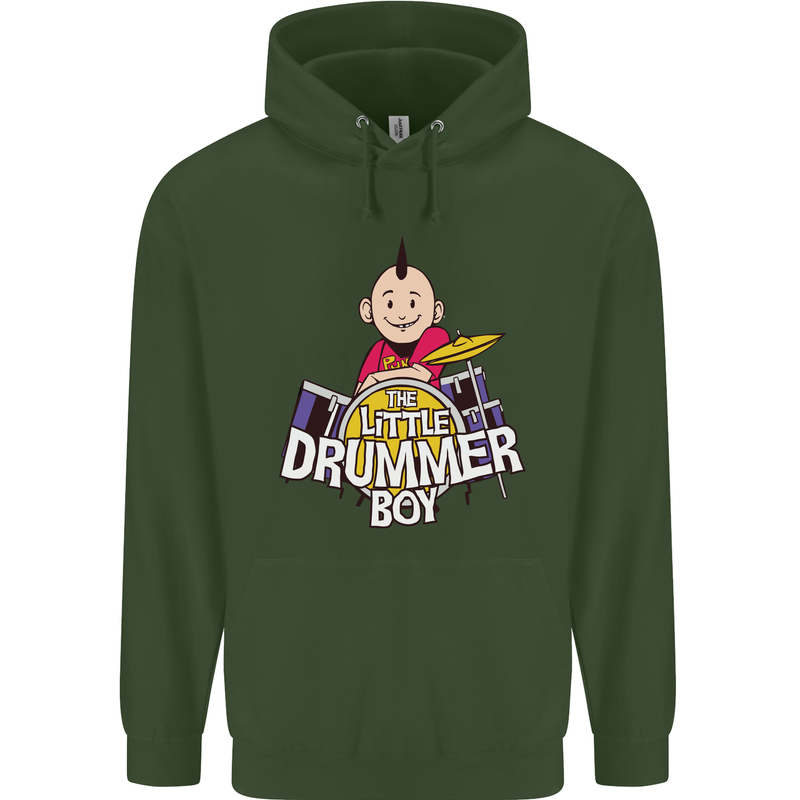The Little Drummer Boy Funny Drumming Drum Mens 80% Cotton Hoodie Forest Green