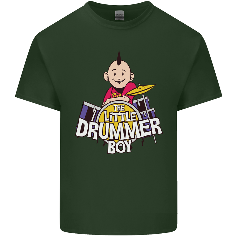 The Little Drummer Boy Funny Drumming Drum Mens Cotton T-Shirt Tee Top Forest Green