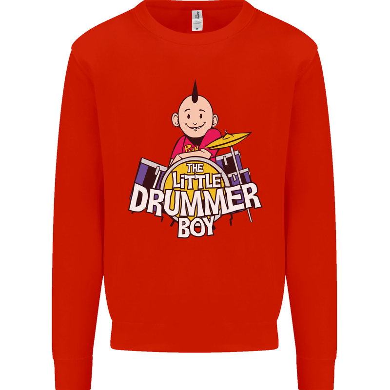 The Little Drummer Boy Funny Drumming Drum Mens Sweatshirt Jumper Bright Red