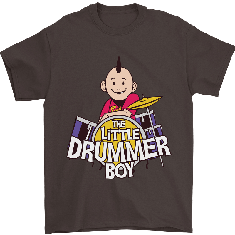 The Little Drummer Boy Funny Drumming Drum Mens T-Shirt Cotton Gildan Dark Chocolate