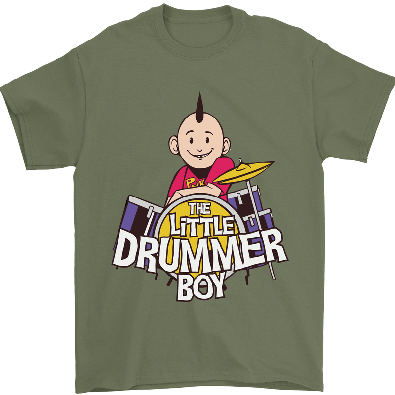 The Little Drummer Boy Funny Drumming Drum Mens T-Shirt Cotton Gildan Military Green