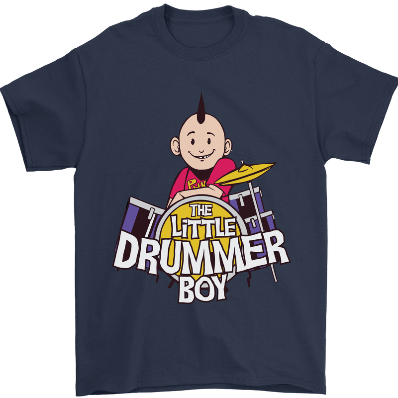 The Little Drummer Boy Funny Drumming Drum Mens T-Shirt Cotton Gildan Navy Blue