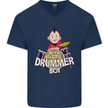 The Little Drummer Boy Funny Drumming Drum Mens V-Neck Cotton T-Shirt Navy Blue