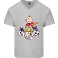 The Little Drummer Boy Funny Drumming Drum Mens V-Neck Cotton T-Shirt Sports Grey