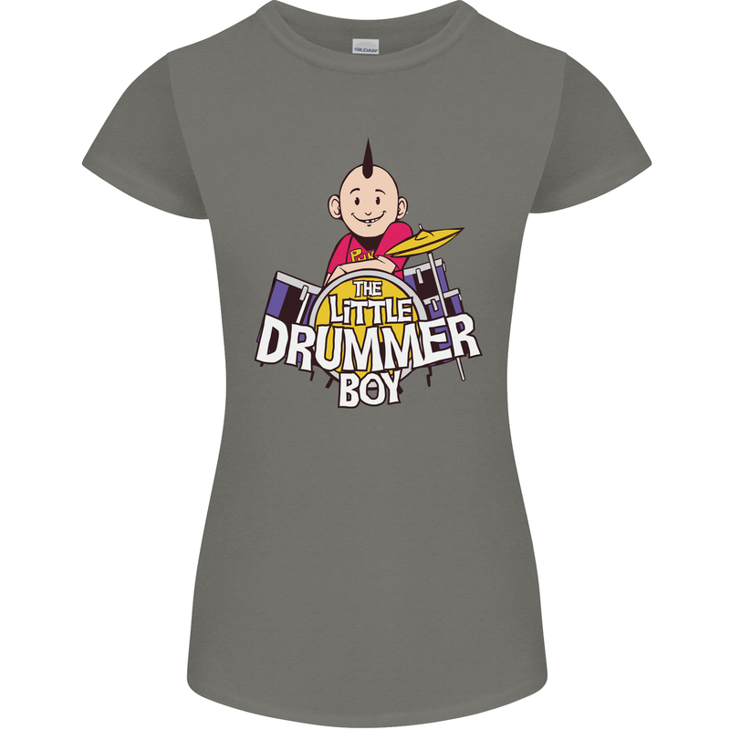 The Little Drummer Boy Funny Drumming Drum Womens Petite Cut T-Shirt Charcoal