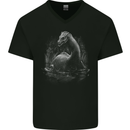 The Lockness Monster Mens V-Neck Cotton T-Shirt Black