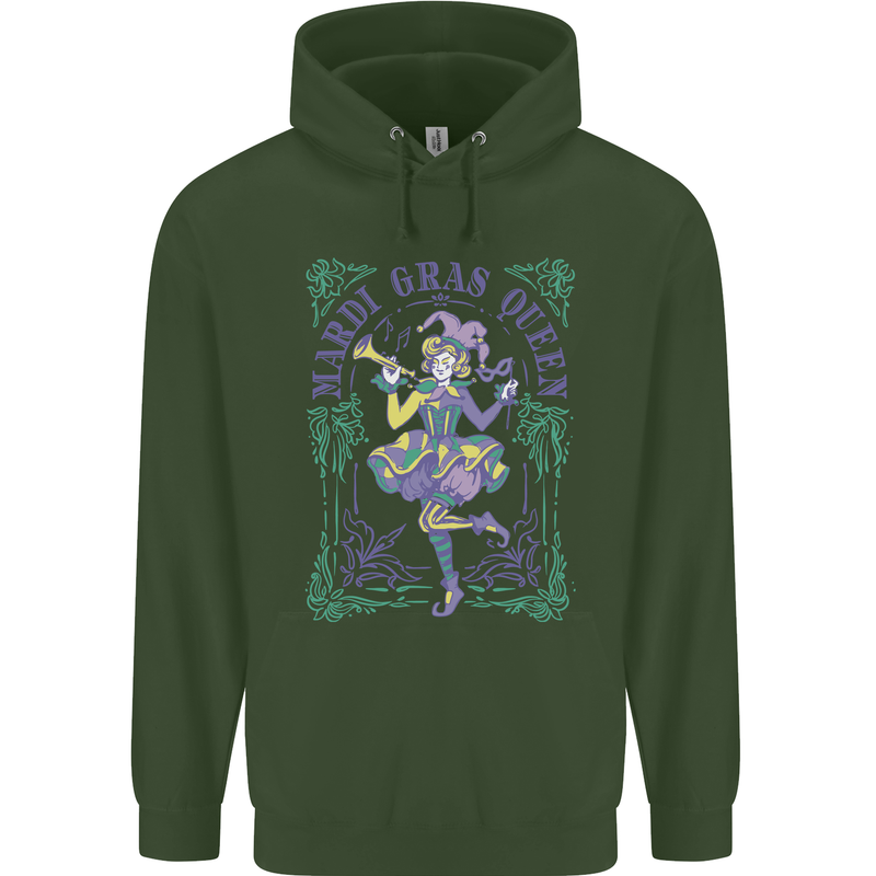 The Mardi Gras Queen Childrens Kids Hoodie Forest Green