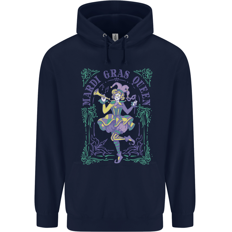 The Mardi Gras Queen Childrens Kids Hoodie Navy Blue