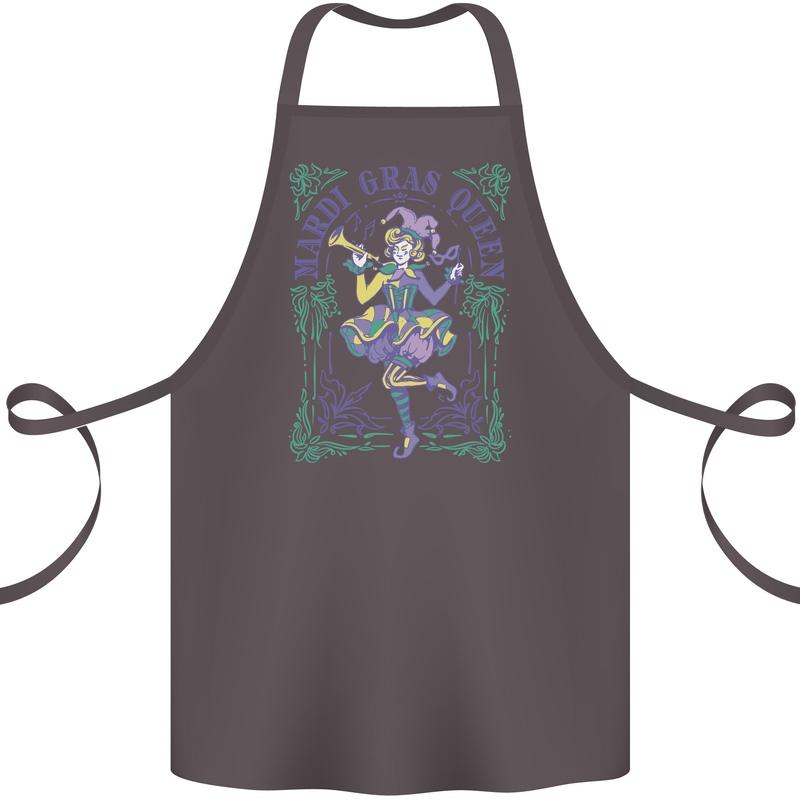 The Mardi Gras Queen Cotton Apron 100% Organic Dark Grey