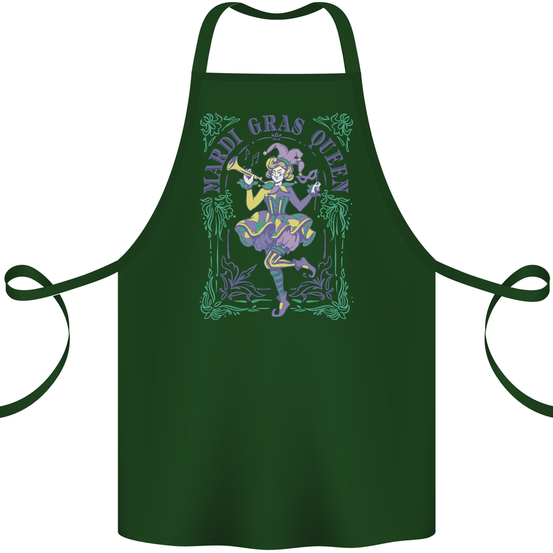 The Mardi Gras Queen Cotton Apron 100% Organic Forest Green