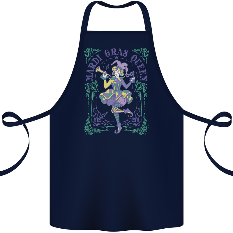 The Mardi Gras Queen Cotton Apron 100% Organic Navy Blue